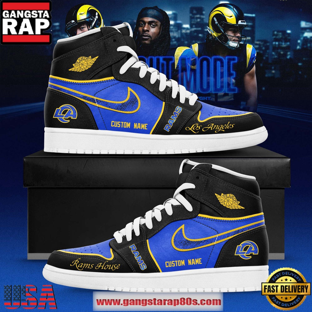 Los Angeles Rams Midnight Blue 2025 Rivalries Special Custom AJ1 Sneakers Shoes