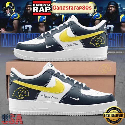 Los Angeles Rams New Rivalries Mid Night Uniform 2025 Custom Air Force 1 Sneakers Shoes