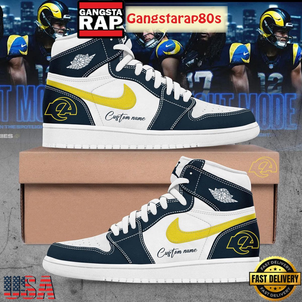 Los Angeles Rams New Rivalries Mid Night Uniform 2025 Custom Air Jordan 1 Running Shoes
