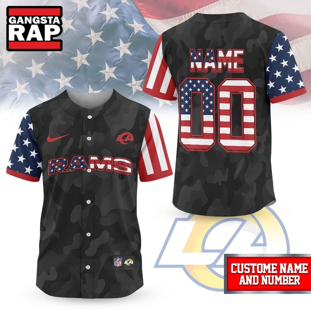 Los Angeles Rams NFL American Pride Custom Baseball Jersey Shirt