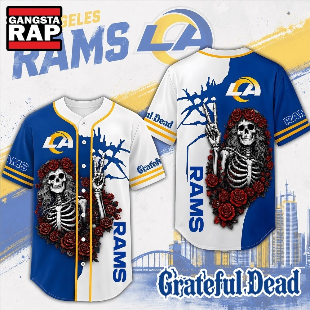 Los Angeles Rams NFL Game Day Grateful Dead Baseball Jersey Shirt