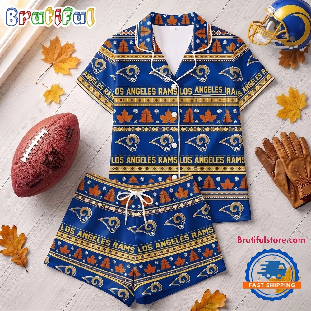 Los Angeles Rams NFL Harvest Huddle Short Sleeve Pajamas Set