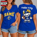 Los Angeles Rams NFL Hello Kitty Football V Neck T Shirt