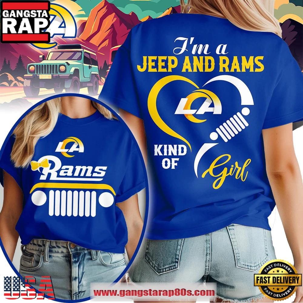 Los Angeles Rams NFL Jeep Girl Women’s Blue 3D T-Shirt