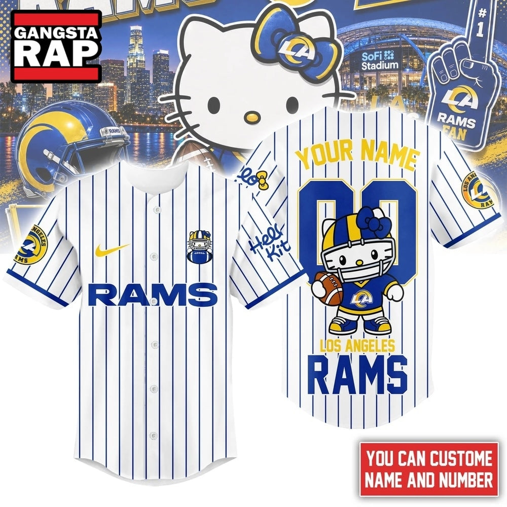 Los Angeles Rams NFL Kitty Game Day Custom Baseball Jersey Shirt
