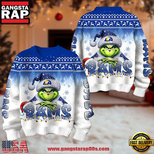 Los Angeles Rams NFL x The Grinch 2025 Edition Ugly Christmas Sweater