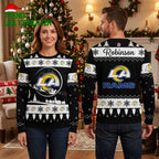 Los Angeles Rams Personalized Robinson Name Christmas Logo Ugly Christmas Sweater