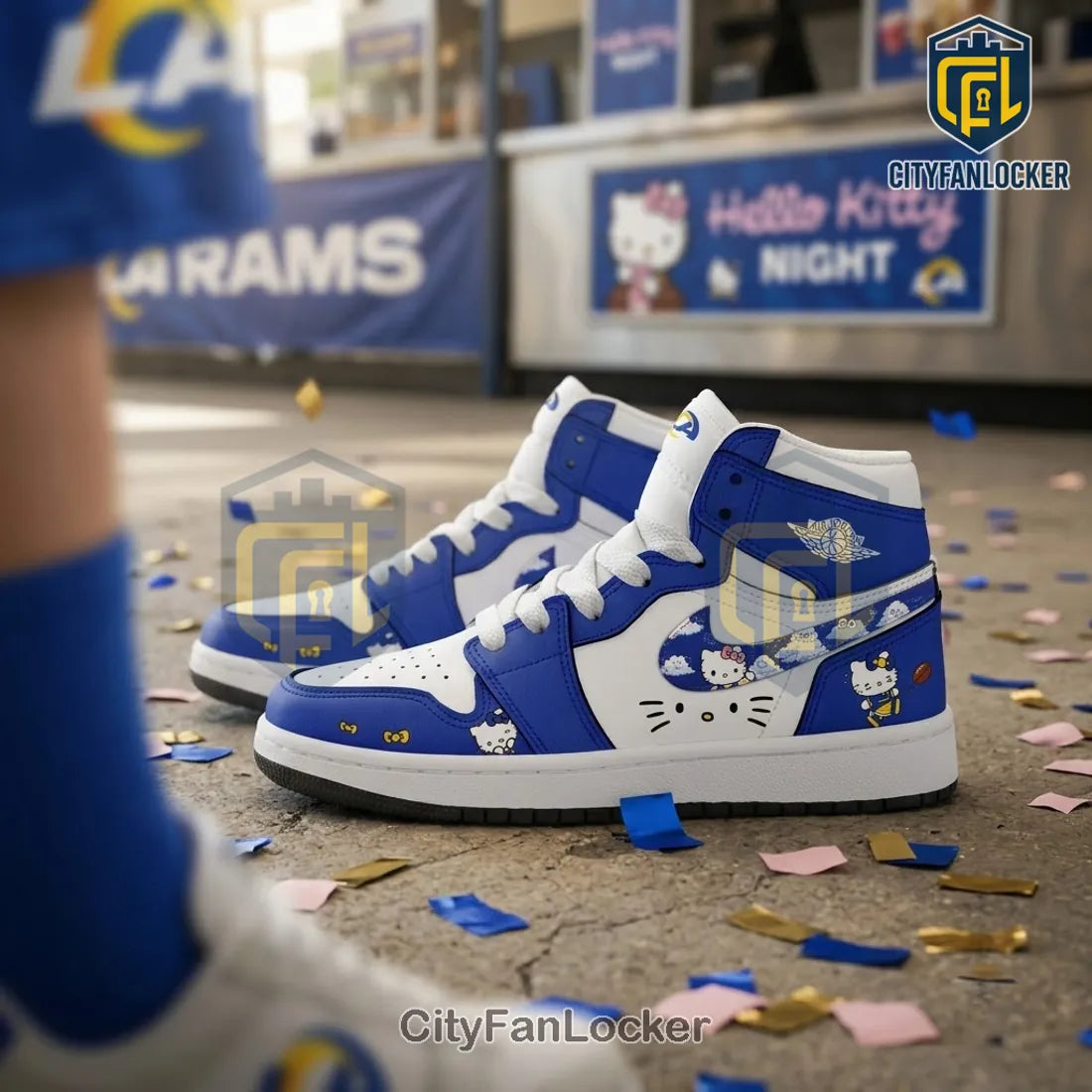 Los Angeles Rams x Hello Kitty Blue High-Top Sneakers