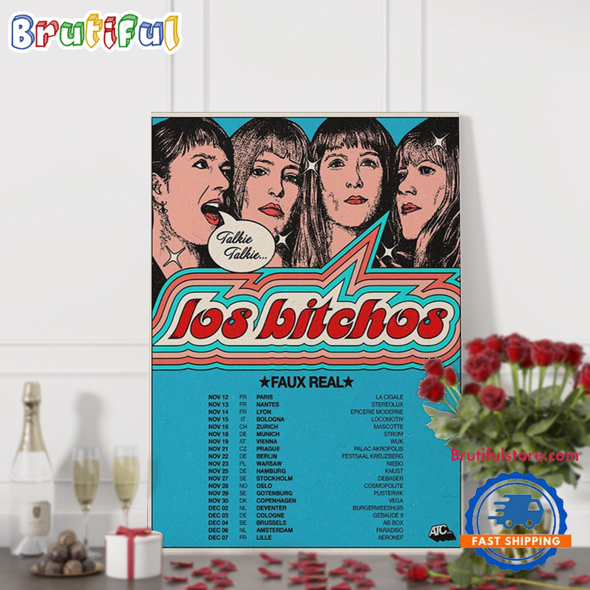 Los Bitchos Tour EU &UK November & December 2024 Poster Canvas Art