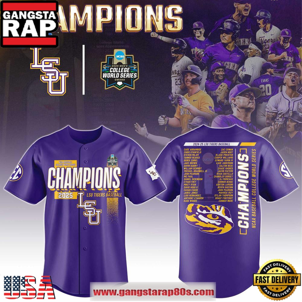 LSU Baseball 2025 College World Series Champions Limited Edition Baseball Jersey Shirt