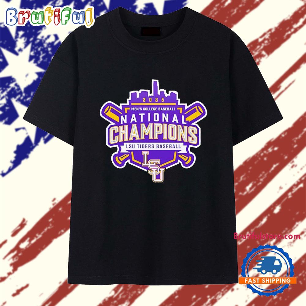 LSU Tigers 2025 Men’s College Baseball Champions skyline T Shirt
