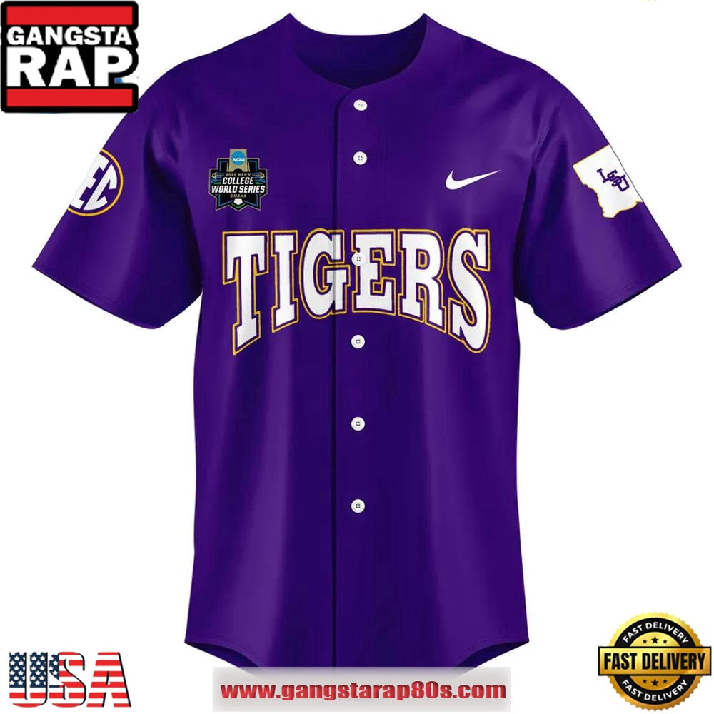 LSU Tigers 2025 Men’s CWS Omaha Limited Edition Baseball Jersey Shirt
