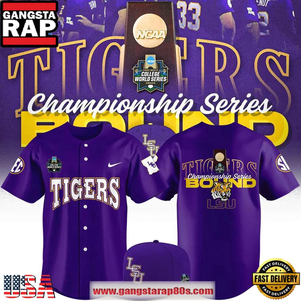 LSU Tigers 2025 Men’s CWS Omaha Limited Edition Baseball Jersey Shirt