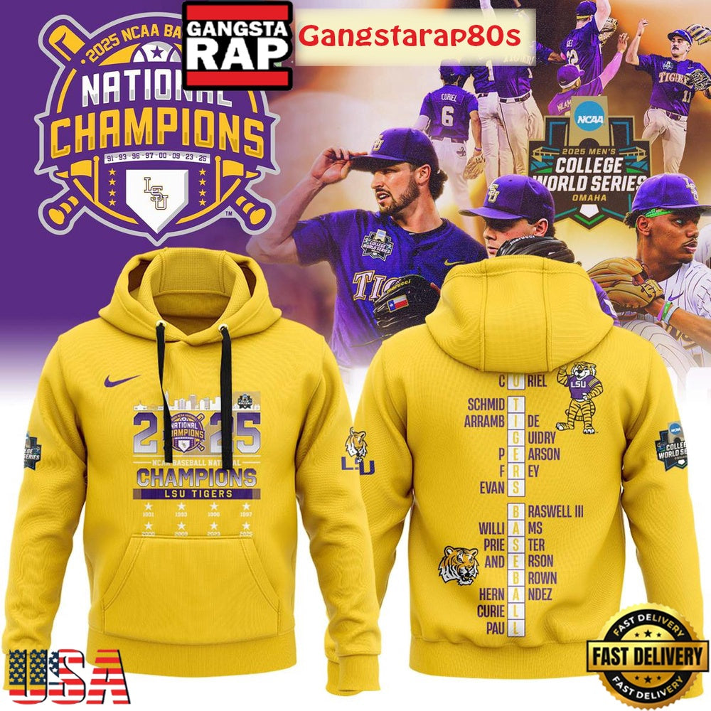 LSU Tigers 2025 NCAA Baseball National Champions All Over Print Hoodie T-Shirt