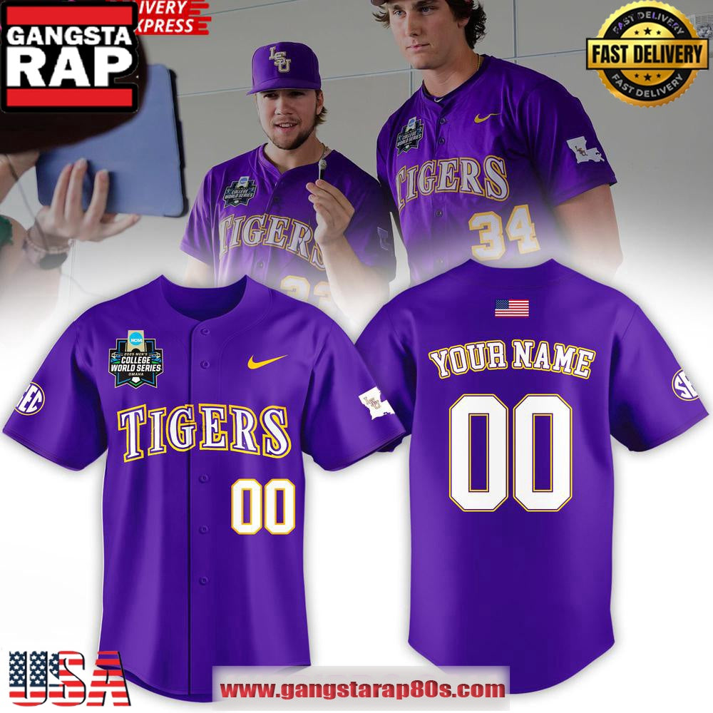 LSU Tigers 2025 NCAA College World Series Special Custom Baseball Jersey Shirt