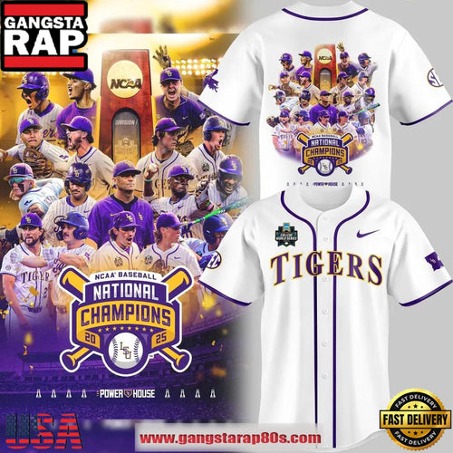 LSU Tigers 2025 NCAA Men’s College World Series Champions Baseball Jersey Shirt