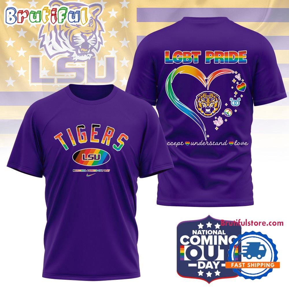 LSU Tigers 2025 NCAA National Coming Out Day LGBT Pride Unisex 3D Shirt