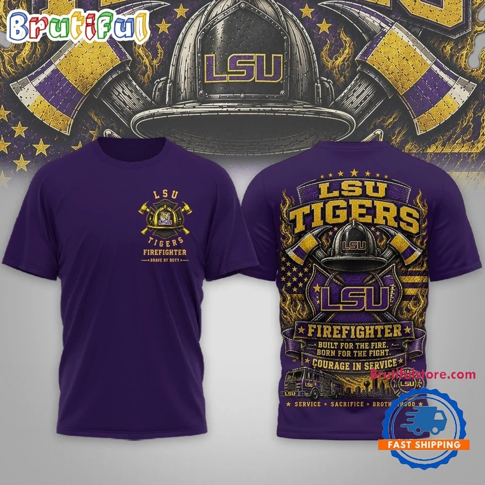 LSU Tigers 2026 NCAA Firefighter Built for the Fire 3D Shirt