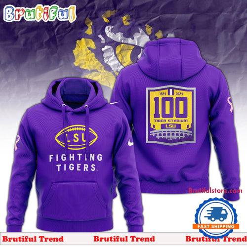 LSU Tigers Football 100th 1924-2024 Tiger Stadium Fighting Tigers Hoodie T-Shirt