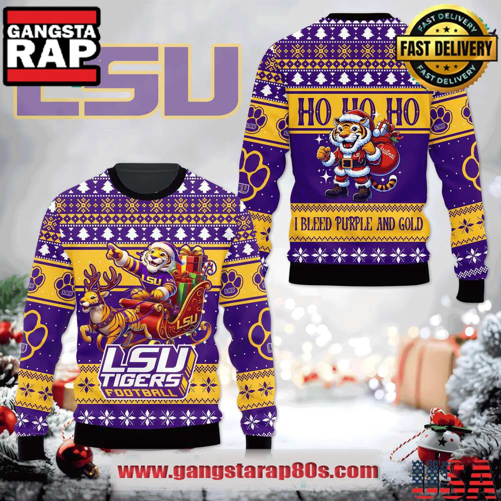 LSU Tigers Football Santa Hohoho Ugly Xmas Sweater