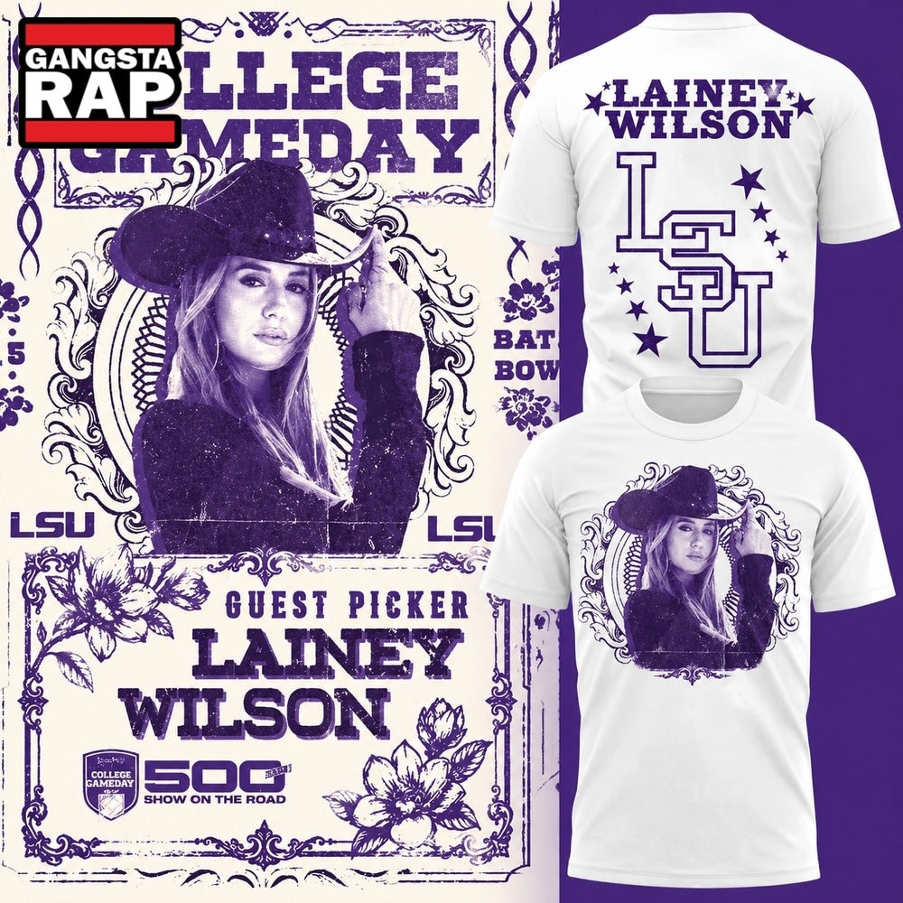 LSU Tigers Football x Lainey Wilson College Game Day 2026 White 3D Shirt