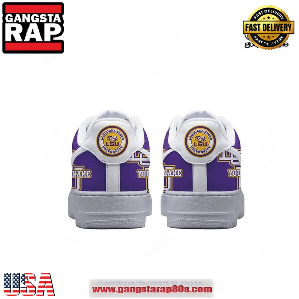LSU Tigers Geaux Tigers Custom Name Air Force 1 Running Sneakers Shoes