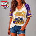 LSU Tigers NCAA Floral Stadium Bow V Neck 3D T Shirt