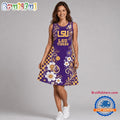 LSU Tigers NCAA Sporty Floral Elegance Women’s Sleeveless Dress