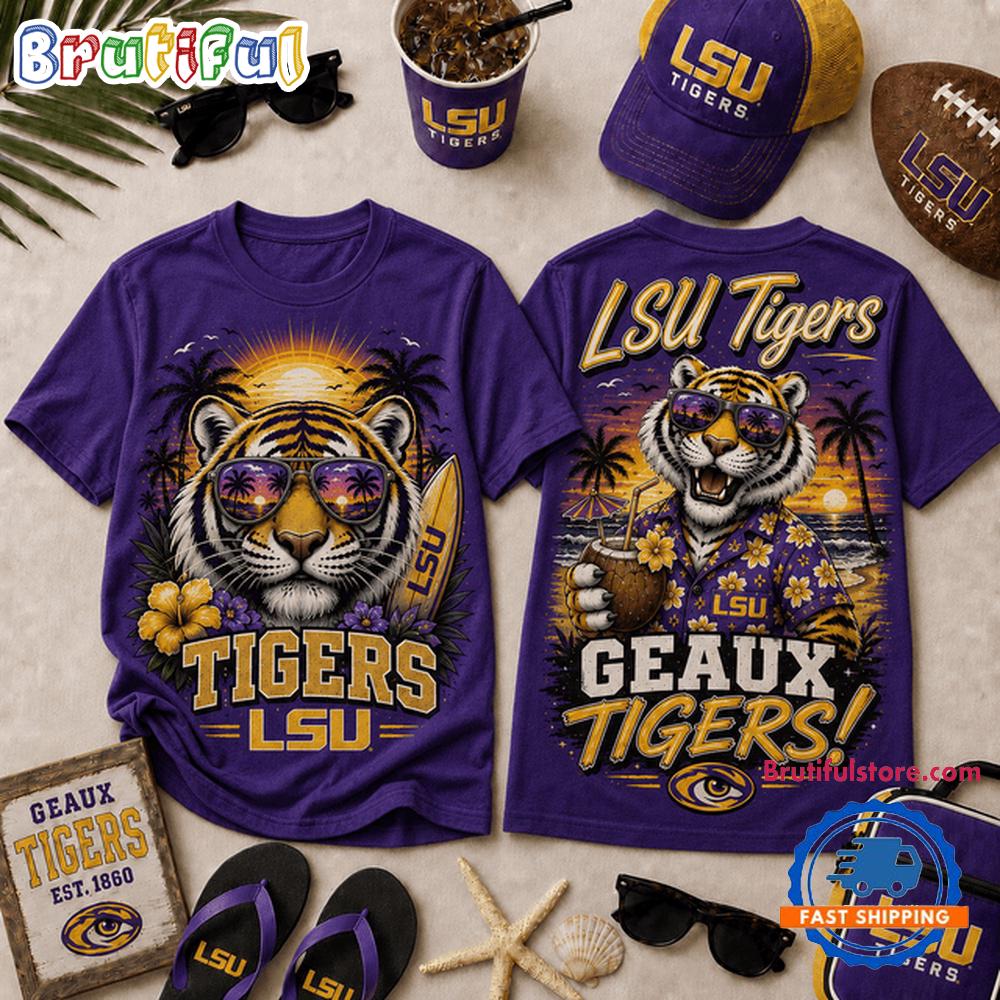 LSU Tigers NCAA Summer Tropical Mascot Unisex 3D Shirt