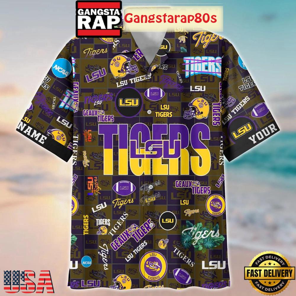 LSU TIGERS Solgan Geaux Tigers True Fan Spirit Custom Name Aloha Hawaiian Shirt