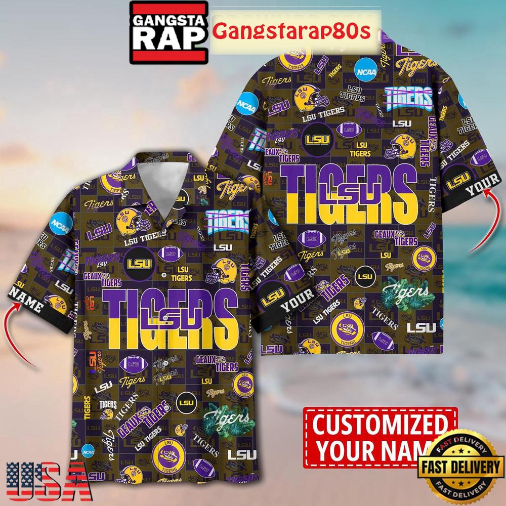 LSU TIGERS Solgan Geaux Tigers True Fan Spirit Custom Name Aloha Hawaiian Shirt