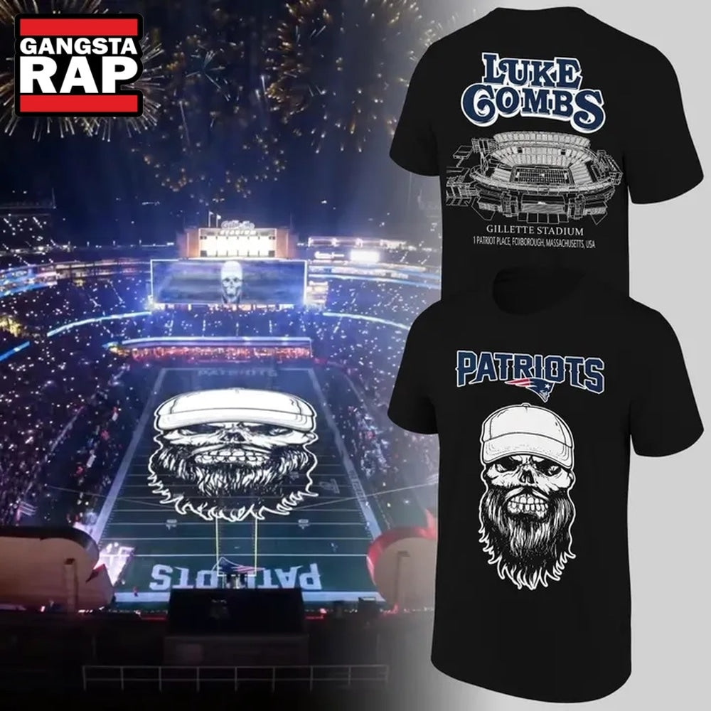 Luke Combs x New England Patriots 2026 Black 3D Shirt