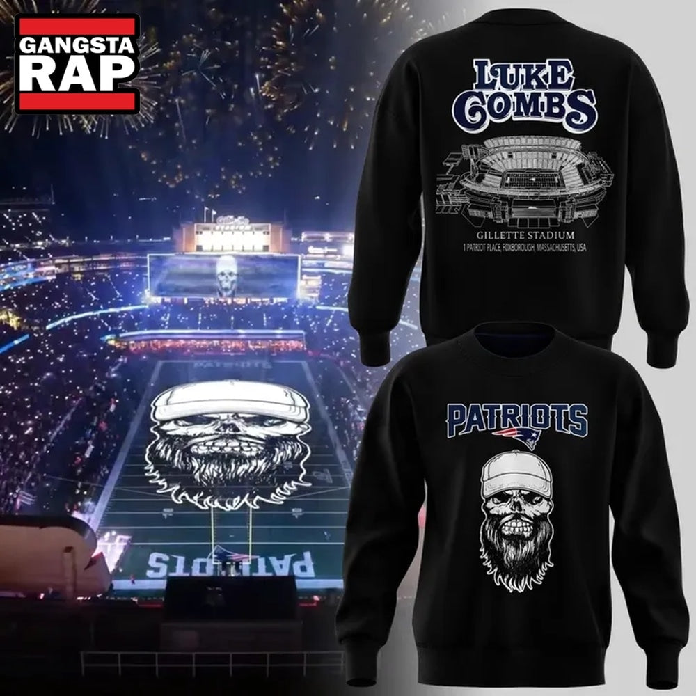 Luke Combs x New England Patriots 2026 Black Hoodie T-Shirt