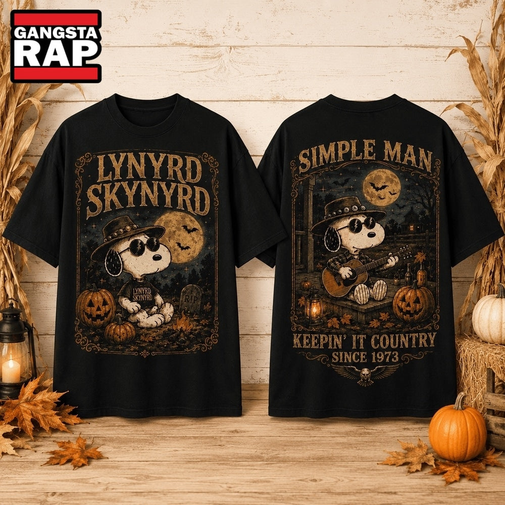 Lynyrd Skynyrd x Snoopy Halloween Simple Man Keepin 3D Shirt , Music Trending 3D Shirt