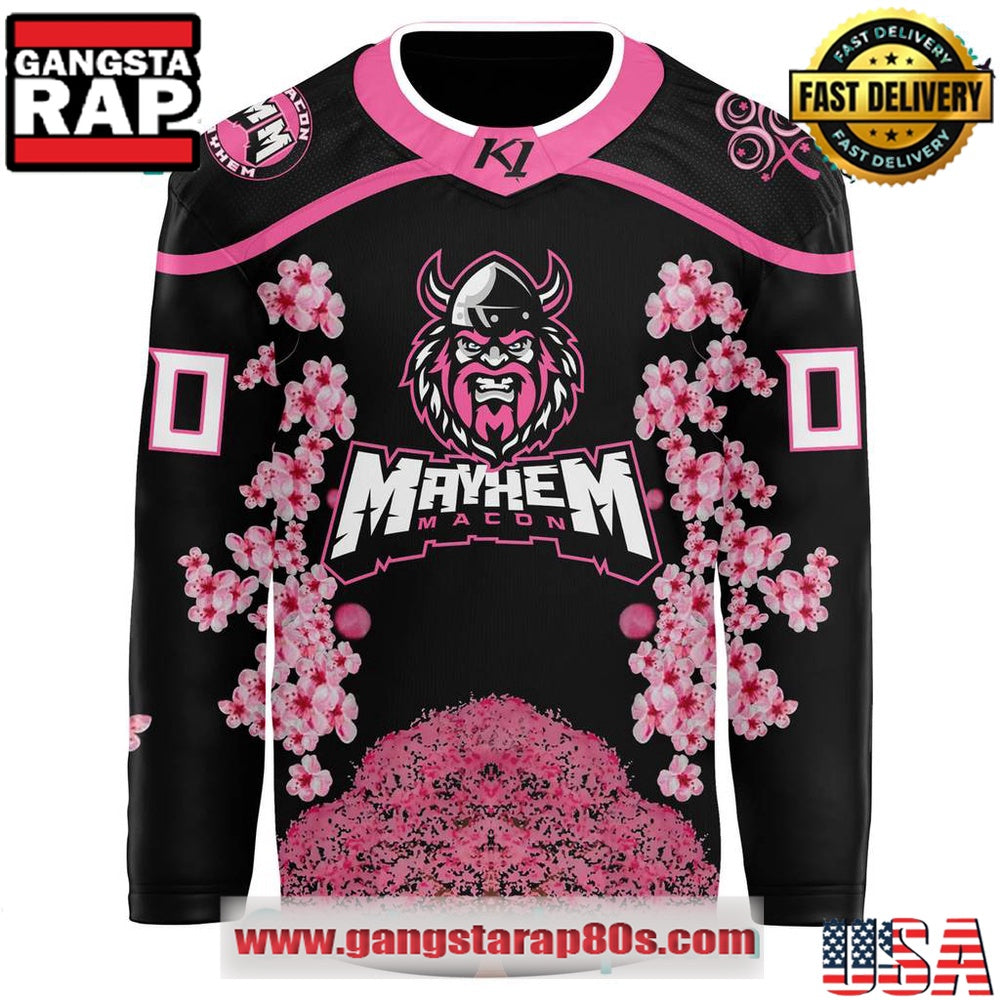 Macon Mayhem x Cherry Blossom Custom Hockey Jersey