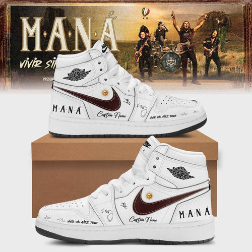 Mana Vivir Sin Aire Tour 2026 Signature White Custom Air Jordan 1 Sneakers Shoes