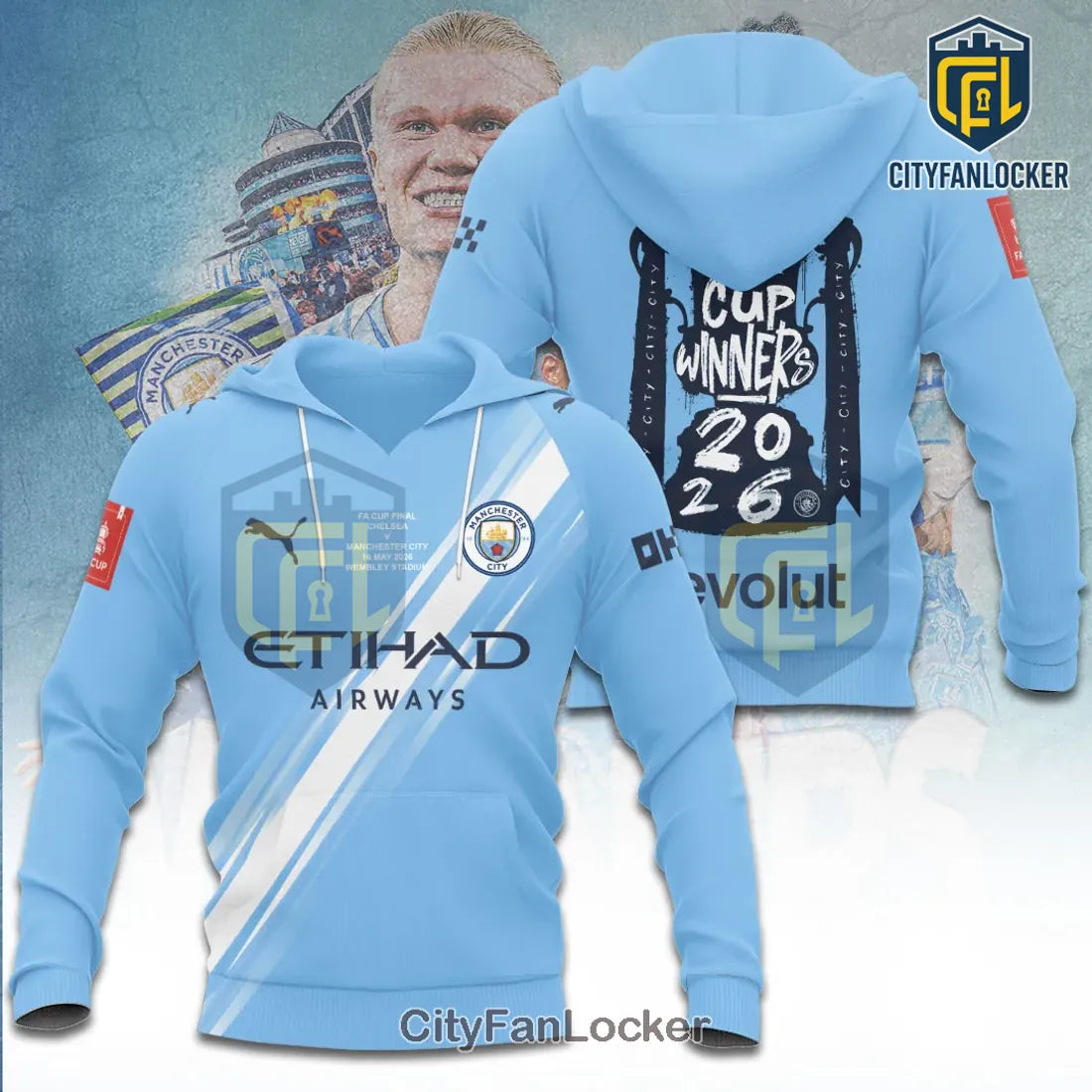 Manchester City 2026 FA Cup Winners Blue Hoodie