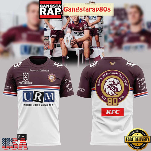 Manly Warringah Sea Eagles 80th Uniform 2025 3D Shirt