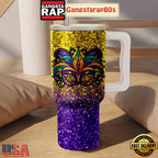 Mardi Gras Festival Fan Tumbler Cup 40oz