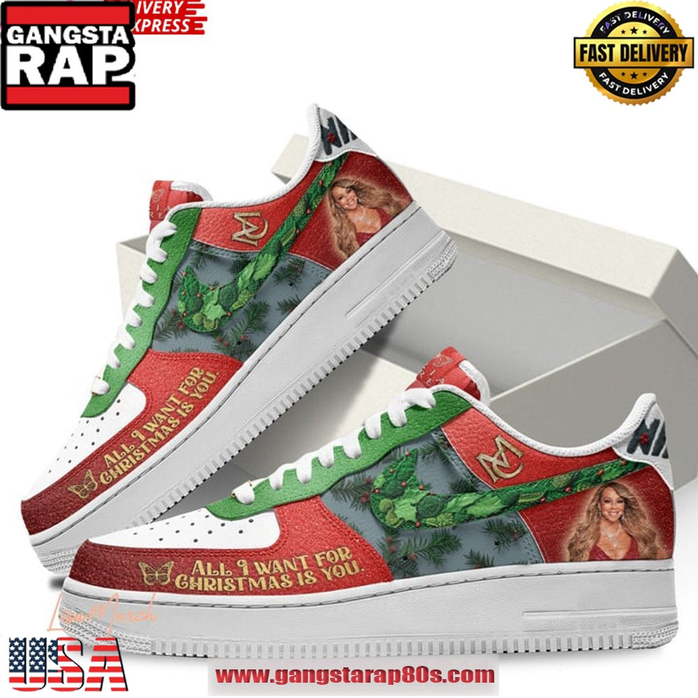Mariah Carey Christmas Limited Edition Air Force 1 Sneakers Shoes