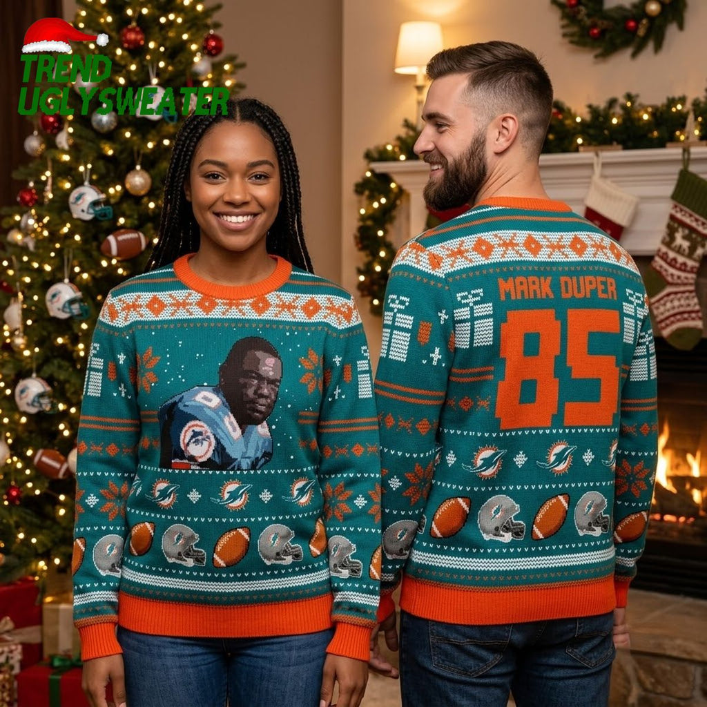 Mark Duper 85 Miami Dolphins Ugly Christmas Sweater