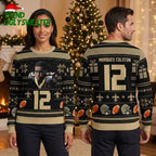 Marques Colston 12 New Orleans Saints Football Helmet Ugly Christmas Sweater