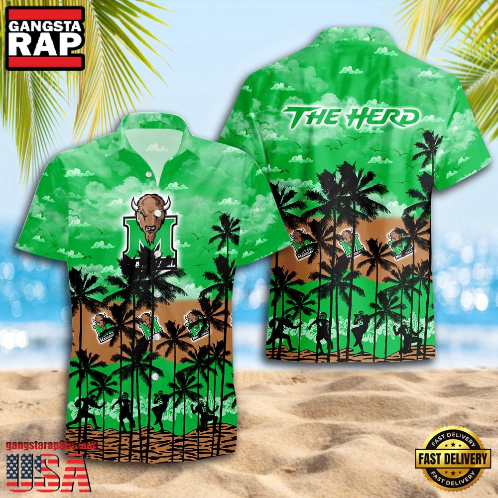 Marshall Thundering Herd Style Hot Summer Aloha Hawaiian Shirt