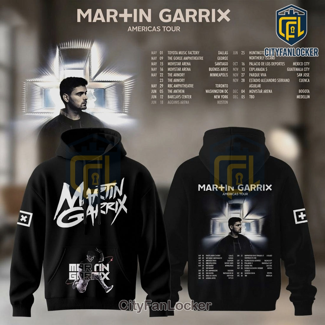 Martin Garrix 2026 Americas Tour Black Graphic Hoodie