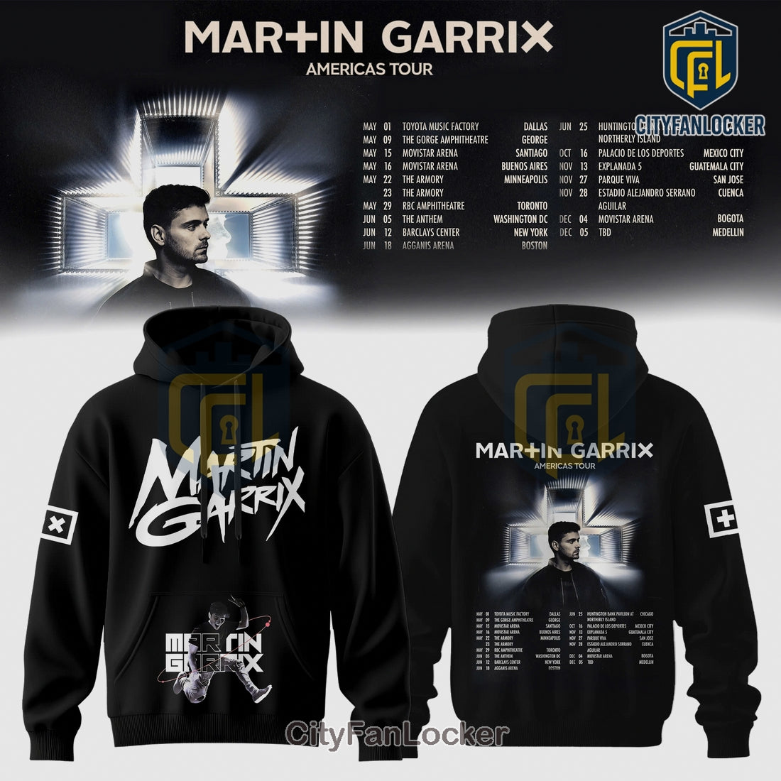 Martin Garrix 2026 Americas Tour Black Graphic Hoodie