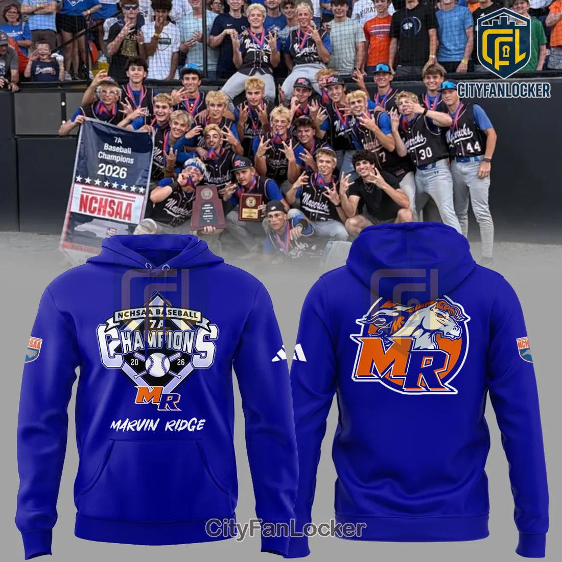 Marvin Ridge Mavericks NCHSAA 7A Baseball Champions 2026 Collectible Hoodie