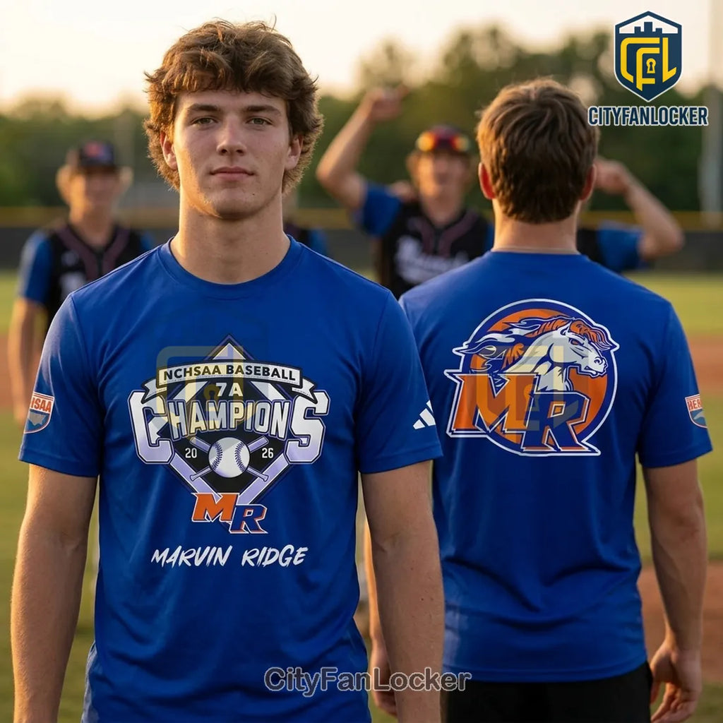 Marvin Ridge Mavericks NCHSAA 7A Baseball Champions Collectible Graphic T-Shirt