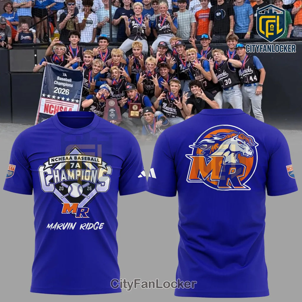 Marvin Ridge Mavericks NCHSAA 7A Baseball Champions Collectible Graphic T-Shirt