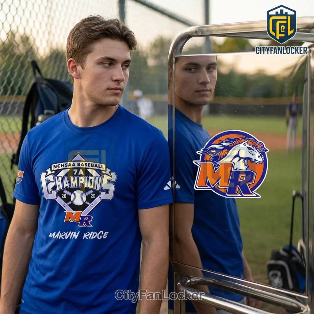 Marvin Ridge Mavericks NCHSAA 7A Baseball Champions Collectible Graphic T-Shirt