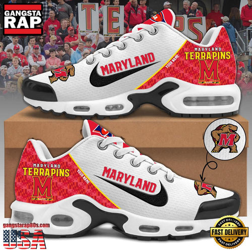 NCAA Custom Name Maryland Football Mascot Symbol Air Max Plus Shoes Running Sneakers